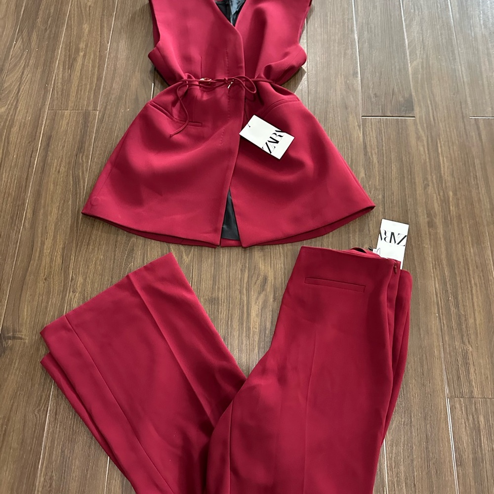 Zara maroon classic pants suit - Picture 6 of 7